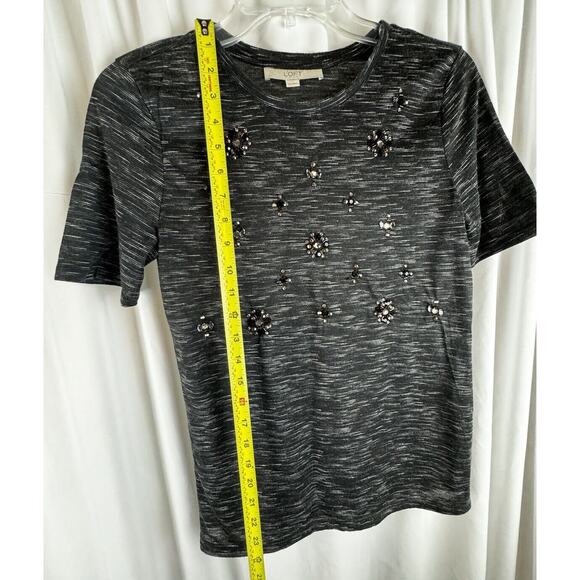 Ann Taylor LOFT Jewel Embellished T-Shirt, Short Sleeves, Heather, Sz: XS, 56-12 - Picture 7 of 16